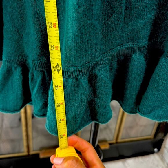 Charter Club Women Cardigan Sweater 2 Ply 100% Cashmere Ruffle Small Long Green - Picture 5 of 8